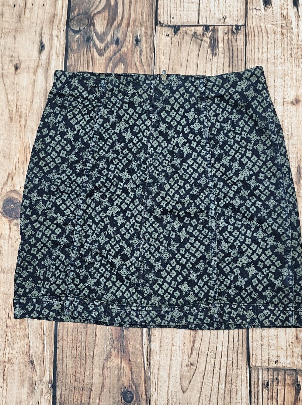 Free People A-line Mini Skirt Women's size 8 Blue Cuffed Short Skirt